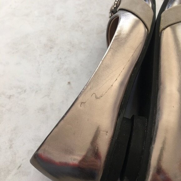 Elegant Metallic Velvet Heart Buckle Flats Shoes - Picture 10 of 16